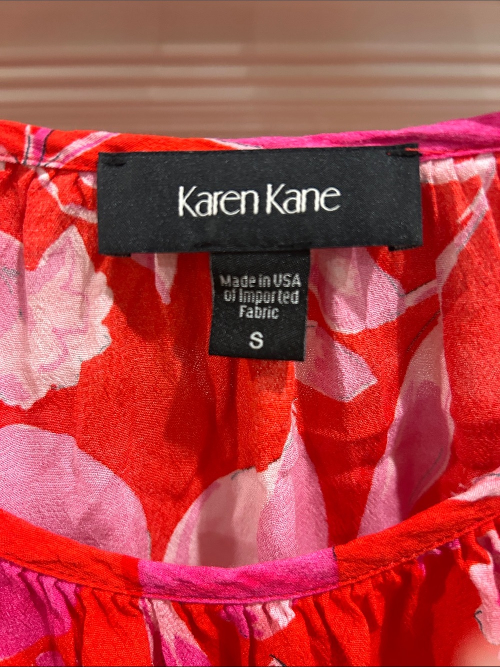 Karen Kane Bright Red & Pink Floral Peasant Top - Picture 2 of 3